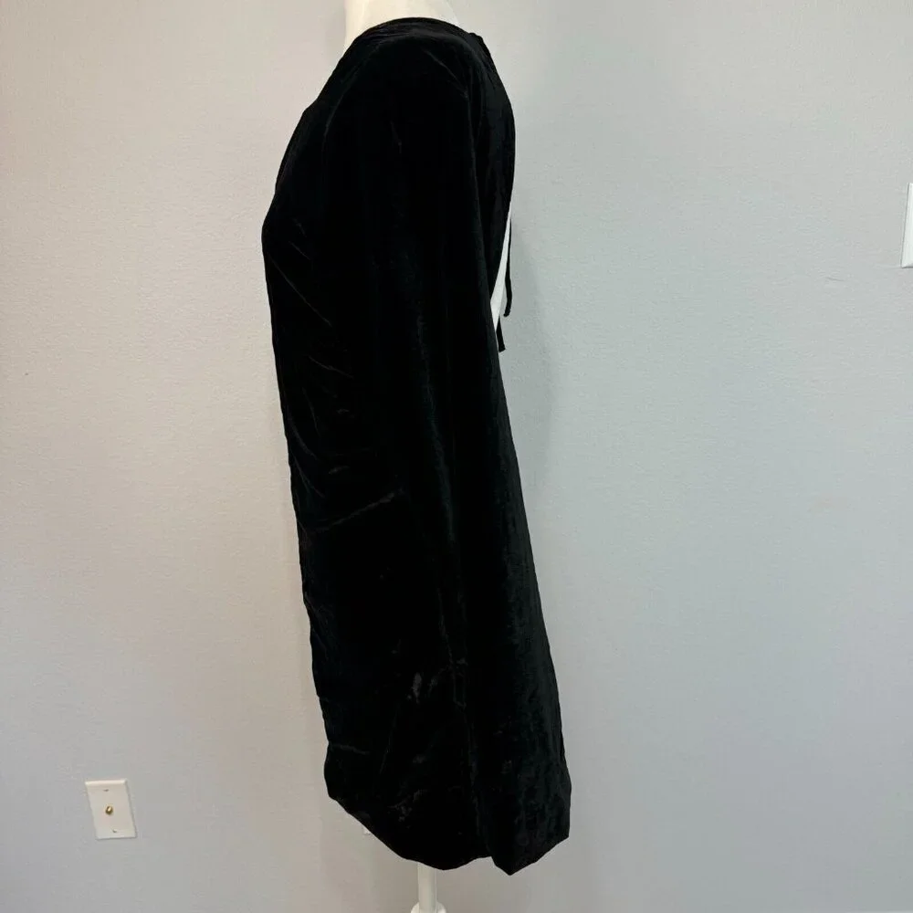 Free People Women's Chelsea Mini Dress Long Sleeve Low‎ Open-Back Black Size Med